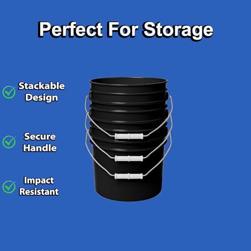 MKS Plastics 2-Gallon Bucket with Airtight Lid – Made in USA, Food Grade BPA Free Plastic, Heavy Duty Multi-Use, Metal Handle with Grip, Stackable Storage – - Black, 1 Pack - color: 2 Gallon - Black, size: 1