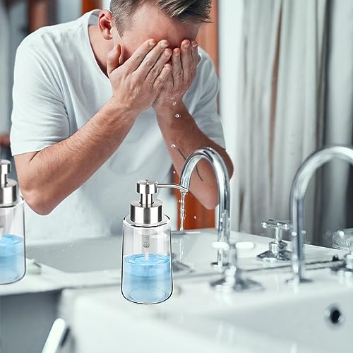 Thick Glass Soap Dispenser with Rust Proof Stainless Steel Pump, Clear Foam Soap Dispenser with Wide Opening for Kitchen and Bathroom(15 Oz) - color: 1 Pcs