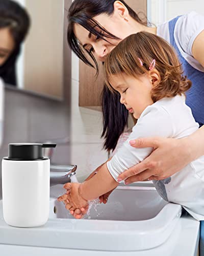 BosilunLife Foaming Soap Dispenser - Ceramic White Soap Dispenser Bathroom Small Foam Hand Dispenser Refillable Kitchen Dish Soap Bottle Hand Wash Dispenser - color: White-foam Pump
