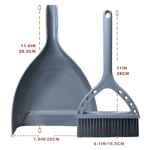 Mini Broom and Dustpan Set Small Dust pan and Brush Set Perfect for Desk Office Camping Dorm RV Essentials (Blue Gray) - color: Blue Gray