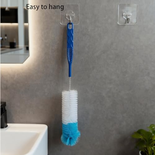 15.4" Long Handle Brush Cleaner with Rose Shape Head for Water Bottles, Cups, Mugs, Glassware, Baby Bottle, Wine Decanters, Hummingbird Feeder, Flasks, Tumblers, Dishes, Cookware, Jugs, Cup Lid