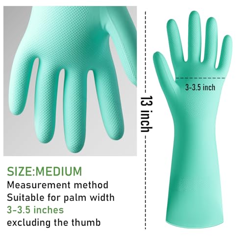 Rubber Cleaning Dishwashing Kitchen-Gloves - 3 Pairs Colorful Dish Gloves,Reusable Rubber Gloves for Dishwashing - color: Medium(pink+orange+mint Green)