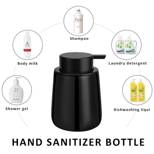 Soap Dispenser Ceramic with Easy-to-Press Pump Hand Lotion Liquid Dispenser for Shampoo Bathroom Kitchen 12 oz - color: Liquid-shinyblack