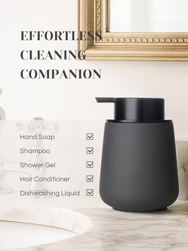 INGOFIN Ceramic Foaming Soap Dispenser - 12oz Foam Hand Soap Dispenser Bathroom, Ceramic Dish Soap Modern Dispenser with Pump for Kitchen, Matte Grey - color: Matte Grey-foam