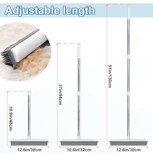 Enmaipet Carpet Rake for Pet Hair Removal, Reusable Pet Hair Remover with 48” Adjustable Long Handle, Pet Hair Remover Gloves, Dog Hair Rake Brush for Rugs, Mats, Couch, Furniture