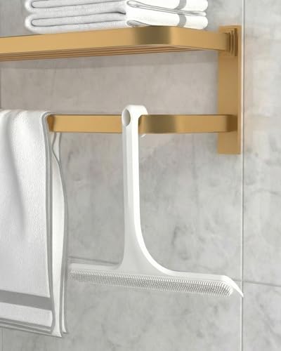 2-in-1 Silicone Shower Squeegee with Hook,Dual-Sided Design with Scraper & Scrub Surface,Streak-Free Bathroom Squeegee for Glass Doors,Mirrors,Windows,Car Windshields (White) - color: White