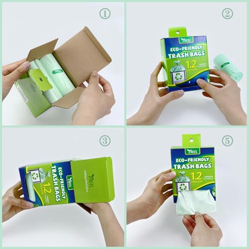 Small Trash Bags 1.2 Gallon: 150 Counts Bathroom Trash Bags Unscented Small Garbage Bags Strong Leak-Proof Trash Liners for Office Bedroom - YHEEL - color: 1.2Gal-Green-150pcs