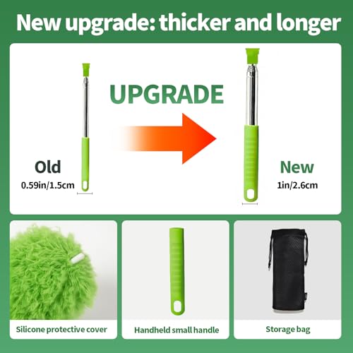 dusters for Cleaning extendable Long Handle,Webster Cobweb Duster with Extension Pole,Spider Web Remover Brush with Pole,Outdoor Web Cleaner Outside for use on Ceilings, cabinets, Walls, Light - color: Green