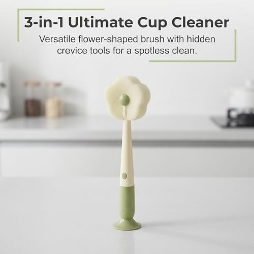 360° Flexible Silicone Bottle Brush with Long Handle, 2026 New Soft Bristle Cup Cleaner Brush, Flexible Water Bottle Cleaning Brush for Narrow Neck Bottles, Water Bottles (Pink+Orange+Green) - color: Pink+orange+green