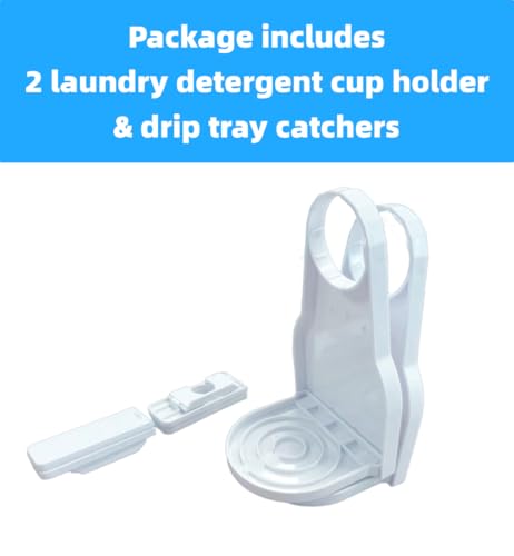 2 Pack Laundry Detergent Holder & Organizer with Plastic Drip Catcher - One-Hand Operation, Easy-Clean Tray, Sturdy ABS for 1.7'' Nozzles