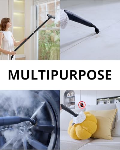 Steam Cleaner: 40s Fast Heating-0.66Gal (2.5L) Large Tank-21 PCS Kit-No Cooling-Refill Anytime-Detachable Hose Steamer Mop for Home Grout Tile Shower Floor Cleaning Black - color: Black