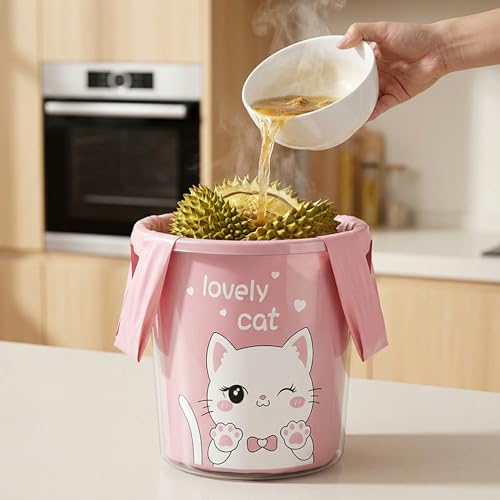 Garbage Bags 13 Gallon Tall Kitchen, 60pcs Pink Trashbags Cute Cat Print Thickened Plastic Garbage Bag Durable Handle Tie Large Pink Trash Bags for Home Office Bathroom Waste Basket And Kitty Litter