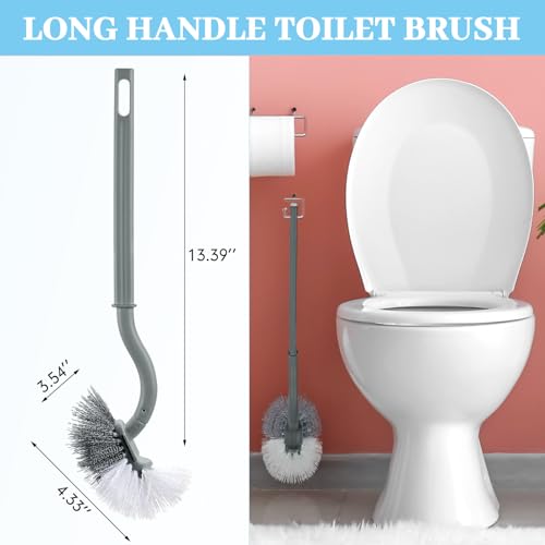 FoldTier 12 Pcs Curved Toilet Bowl Brush Bulk Bathroom Deep Cleaning Toilet Cleaner Scrubber Without Holder Handle Curved Brush Hanging Under Rim Household Cleaning for Bathroom(Gray) - color: Gray
