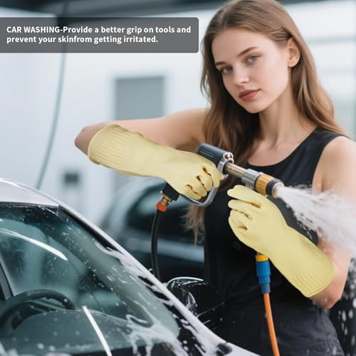 Rubber Gloves for Cleaning – 3 Pairs Reusable Gloves for Dishwashing, Kitchen and Household Tasks, 15-Inch Long (Regular Style, Medium (Fits Small Hands)) - size: Medium (Fits Small Hands), style: Regular Style