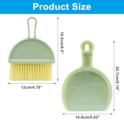 Hitefu Small Broom and Dustpan Set, Mini Dust Pans and Brush Set, Broom with Dustpan Combo Set for Home Cleaning, Sofa, Kitchen, Table, Countertops, Storage Shelves & Pets Area(Green) - color: Green