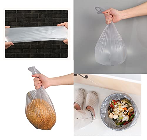 4 GALLON Bathroom Trash Bags, 5 Rolls/100 Counts Small HANDLES Garbage Bags for Office, Kitchen,Bedroom Waste Bin,Colorful Portable Strong Rubbish Bags (silver 100Counts)