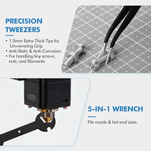 38PCS 3D Printer Tools, 3D Printer Tool Kit with Nozzle Cleaner, Scraper, Files, Wire Cutter, Craft Knife, Wrench & Tweezers for 3D Printing Cleaning, Finishing and Removing - style: 38-Piece Kit