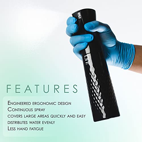 L3 Beveled Spray Bottle - Continuous Spray with a Fine Mist Pattern - Barber and Hair Stylist Supplies - Less Hand Fatigue Compared to Standard Bottles - Level Three Barber Spray - 300 ml (Black) - color: Black
