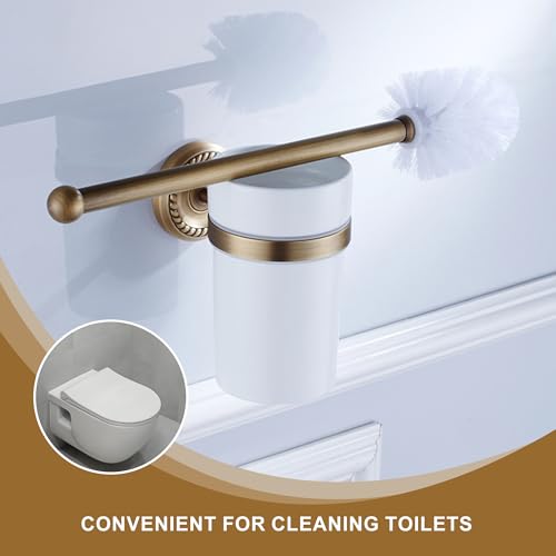 Antique Bronze Toilet Brush Holder Set Wall Mounted - color: Toilet Brushed Holder Set