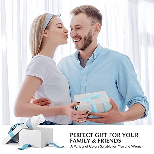 COSLUS Facial Cleansing Brush Silicone Face Scrubber: 2 in1 FBS-D Electric Exfoliating Massage Device Waterproof Deep Cleaning Exfoliation Rotating Spa Machine - Electronic Skin Care Wash Clean System - color: Blue, size: With 2 brush heads