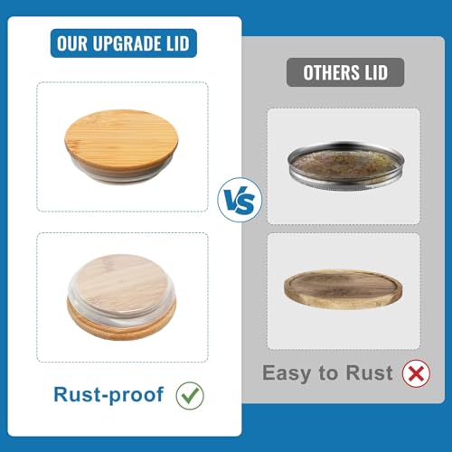 Laundry Detergent Dispenser Set with Bamboo Lids and Handles - Easy Pour 3 Pack 50 oz Liquid Laundry Containers for Laundry Room Organization and Storage - color: bamboo lid 3 pack