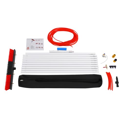 30ft Water Fed Pole Kit Solar Panel Cleaning Brush, Adjustable Window Cleaning Poles with 22in Water Fed Cleaning Brush, Solar Panel Cleaning Pole Outdoor Window Washing Equipment (30Ft, 22in Brush) - size: 30Ft, 22in Brush