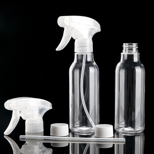 Cosywell Plastic Spray Bottles 8.8oz/260ml 2 Pack Empty Spray Bottle for Cleaning Mist/Stream Heavy Duty Water Spraying Bottle for Cooking Solutions Essential Oils Hair Care(Clear) - color: A-Clear