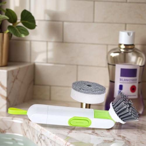 Genérico Soap Dispensing Brush, Dish Washing Brush with Pressure, Pot Sink with Automatic Liquid Addition – for Countertop Sink Bathroom Pots Pans