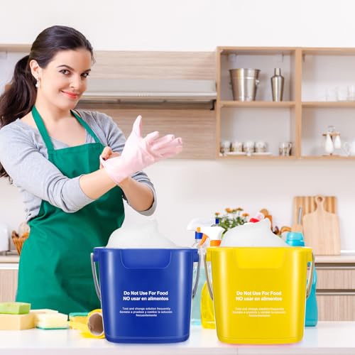 Yaomiao 4 Pcs Cleaning Bucket 3 Quart Small Sanitizing Square Bucket Detergent Pail with Measurements Spout and Handle for Home Commercial Use Restaurant Kitchen Office (Red,Yellow,Blue,Green) - color: Red,yellow,blue,green