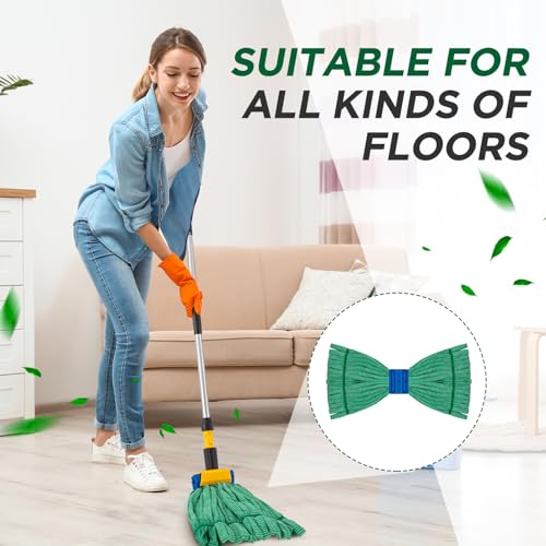 Hushee 6 Pack Large Microfiber Tube Mop Heads 18 oz Heavy Duty Commercial Industrial Wet Mop Head Refill Reusable Machine Washable Looped End Mopheads for Hardwood, Tile, Laminate Floors, Green - color: Green