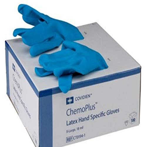 Covidien CT0192-1 Chemoplus Latex Gloves 18 mil Thick, Medium (Pack of 50)