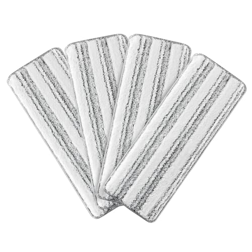 JOYMOOP Flat Mop Replacement Pads, Microfiber Cleaning Refills, Washable Stripe Pads, 13 inch, Pack of 4 for Flat Mop and Mop Bucket System - color: 4 Pcs 13" - 4 Stripe, size: 13.0 × 4.9 Inch
