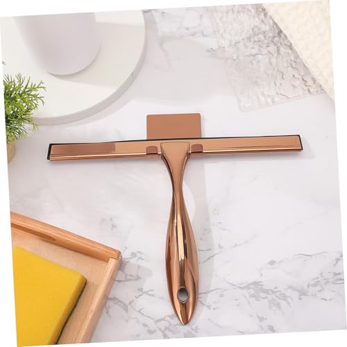Stainless Steel Window Squeegee with Copper Silicone Handle, Shower Glass and Mirror Cleaning Tool, Household Bathroom and Car Cleaning Scraper