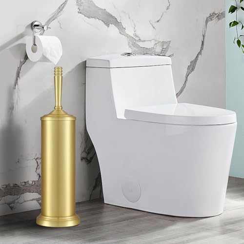Gold Toilet Brush and Holder Set, Stainless Steel Toilet Brush for Bathroom,Heavy Duty Gold Toilet Bowl Brush and Holder,Deep Cleaning Modern Toilet Cleaner Brush -Space Saving, Covered Brush, Durable - color: Gold