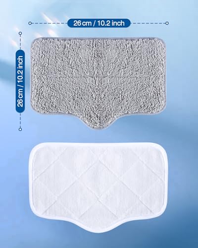 LABIGO Steam Mop Replacement Pads - 6 Pack Machine Washable Microfiber Cloths, Reusable Carpet Cleaning Pads - color: Grey and White