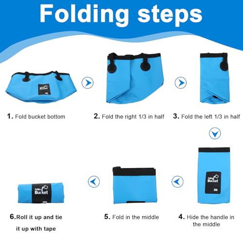 3 PCS 5 Gallon Collapsible Water Bucket, 20L Foldable PVC Bucket with Handles, Multiple Use Portable Fold up Lightweight Container Buckets PVC Folding 5 Gallon for Camping Fishing Outdoor