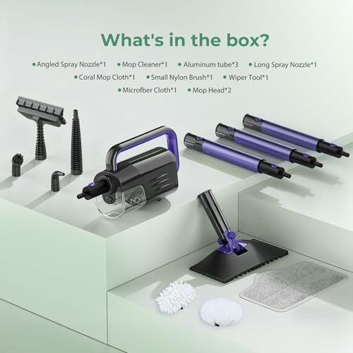 6-in-1 Steam Mop with Detachable Handheld Steamer Professional Steam Mop for Floor Cleaning, Sanitizing Steam Cleaner with Hot Vapor Technology Amethyst
