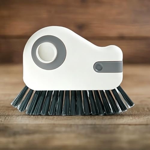 2 in 1 Groove Cleaning Brush, Window Track Cleaning Tools, Multifunction Window Track Cleaner with Hard Bristle and Hidden Scraper, Crevice Brush for Sliding Door Track, Window Seal, Sill (Gray)