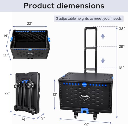 KEDSUM 2 in 1 Rolling Cart with Durable Removable Crate, 290 LBS/70L Capacity Collapsible Rolling Crate with Lid for School, Craft, Office & Garden, on 4 Rotate Wheels - style: Teacher Cart
