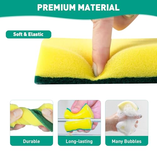 10-Pack Heavy Duty Scrub Sponges, Non-Scratch Kitchen Sponge with Durable Scouring Pad, Dual-Sided Cleaning Sponge for Dishes, Pots, Pans, Sinks – Extra Absorbent & Long-Lasting