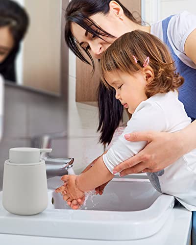 Bosilunlife Soap Dispenser Bathroom - Light Grey Ceramic Soap Dispenser Lotion Pump Dish Soap Dispenser for Kitchen 12oz Refillable Liquid Hand Wash Dispenser for Bathroom (Rubber Paint) - color: Rubber Light Grey