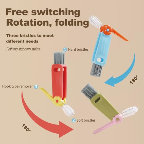 3 in 1 Cup Lid Gap Cleaning Brush Set, Bottle Cleaning Brush Multifunctional Bottle Cleaner Brush Home Kitchen Cleaning Tools, 6PCS - color: 6pcs Mix