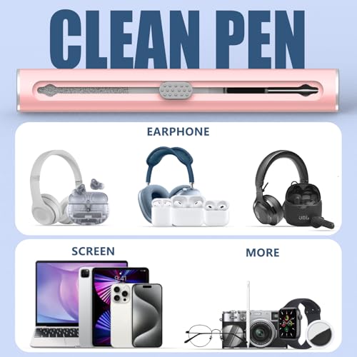【1 Pack】 Cleaner Kit for Apple Airpods 4 Earbuds,Cleaning Kit Pen Shape with Soft Brush Flocking Sponge Tool for Bluetooth Earphones Headphones Charging Case,Phone,Camera and Computer(Pink) - color: B3-Pink