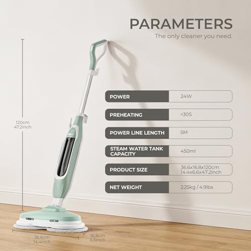 2-in-1 Steam Mop Scrubber, High-Temperature Sterilization, Dual Power Modes, LED Headlights, For Hardwood, Tile, Marble, Laminate, Vinyl, Kitchen, Bathroom, Living Room, Household Steam Cleaner