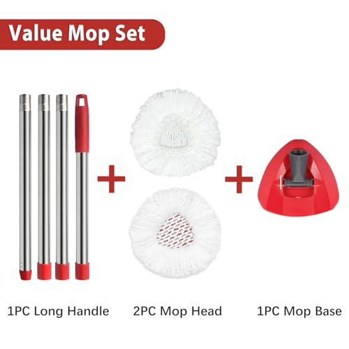 Microfiber Spin Mop Replace Head, Mops Base, Handle Compatible with O Cedar EasyWring 1-Tank Spin Mop Refills (New White-Centre 40% More (1-Tank System)) - color: New White-centre 40% More (1-tank System)