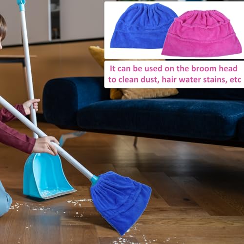 2PCS Mop Socks Broom Cloth Cover with Elastic Bands, Washable Broom Pads Baseboard Cleaner Tool, Multi-Purpose Reusable Mopping Cloth Replacement, Suitable for Pet Hair, Dust, Stains, Windows