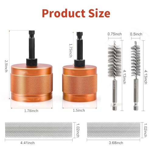 1/2" & 3/4" Copper Pipe Cleaner Set for Drill,Plumbing Tools for Removing Rust, Stains & Paint from Copper & Metal Pipes, with 1/4" Hex Shank & 6 Brush Blades & 2 Pipe Cleaning Brush