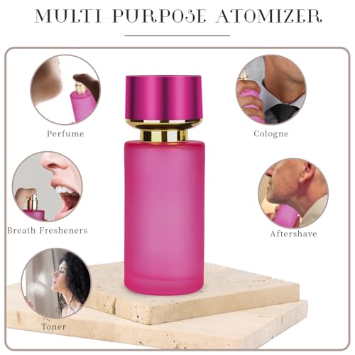 2pcs 50ml Glass Spray Bottle for Perfume,Refillable Travel Perfume Atomizer Bottles,Pink Portable Cologne Atomizer Empty Bottle.(Pink*2) - color: Pink*2