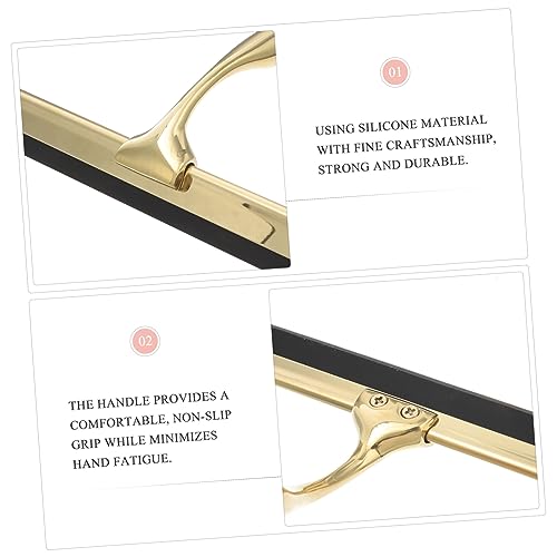 Shower Squeegee Deluxe Stainless Steel Wiper for Glass Mirrors Windows and Tiles Weighted Handle for Smooth Cleaning for Bathroom and Home Use Golden