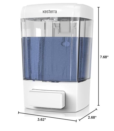 Manual Soap Dispenser, 23.7oz/700ml Wall Mount Soap Dispenser, Large Capacity Kitchen Bathroom Hand Soap Pump, Commercial Refillable Shampoo Shower Gel Lotion Dispenser, White - color: White 700ml